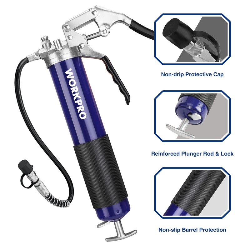 WORKPRO Grease Gun Kit, 6000PSI Heavy Duty Grease Gun with