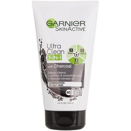 Garnier SkinActive Charcoal 3 in 1 Face Wash, Scrub and Mask, 4.4 fl. oz.
