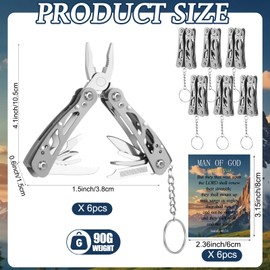 Lanties 6 Pack Mini Multitool Pliers with Man of God Cards, Steel
