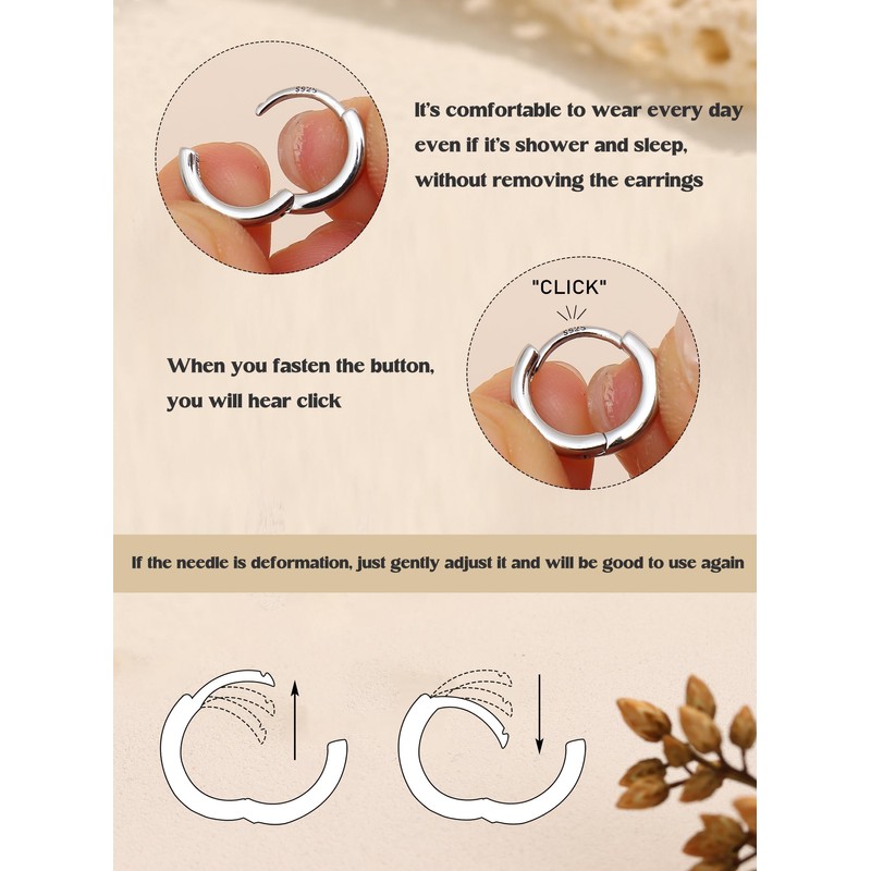 LOLIAS 3 Pairs Sterling Silver Hoop Earrings for Women Hypoallergenic