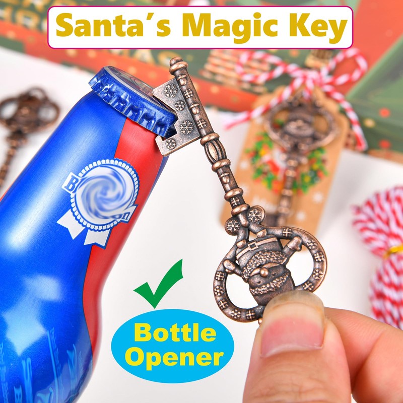 7 Set Santa’s Magic Key Ornaments Santa Claus Bottle Opener