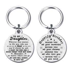 ABNTY 19th Birthday Gifts for Daughter, Sweet 19 Birthday Gifts for Girls, Daughter 19 Year Old Birthday, Girl 19th Birthday Keychain