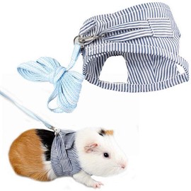 Small Animal Harness Lead, Hamster, Walk Lead, Cute, Small Animal Outing, Adjustable, Guinea Pig, Rat Ferret, For Outings (S, Blue)