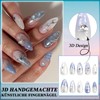 Virellay 3D Handmade Press-On Nails with Charms, Almond False Nails,