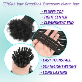 10 Inch 0.2cm Width Loc Extension Human Hair 10 Strands Locs Extensions Full Hand-made Permanent Dreadlocs Extensions Human Hair Can be Dyed and Bleached for Men/Women/Kids