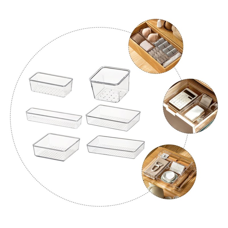 LABRIMP 6pcs Transparent Organizers for Home Storage Multi-purpose Tableware Holders