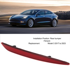 Rear Bumper Reflector for Model 3 2017 to 2023, Red Lens Car Tail Reflector Light, Rear Bumper Lights Replacement for Model 3 (Right 26560 6FV0A)