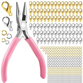 LEOBRO 801 PCS Lobster Claw Clasps and Jump Rings, Jewelry Making Supplies, with Needle Nose Pliers, Lobster Clasp for Bracelets Necklaces Keychain Jewelry Making (Gold & Silver)