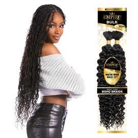 Sensationnel Empire bulk braiding – water wave 22 inch human hair braids for knotless boho box or curly loose wave styles (4 MEDBROWN)