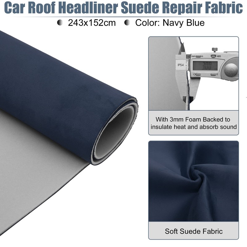 X AUTOHAUX Suede Headliner Fabric 96" Length x 57" Width