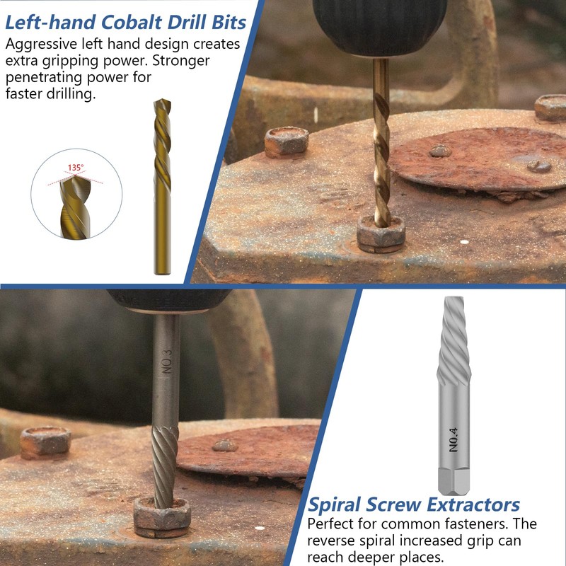 MABLEVI 49 Pcs Screw Extractor Bolt Extractor Set, Left Hand
