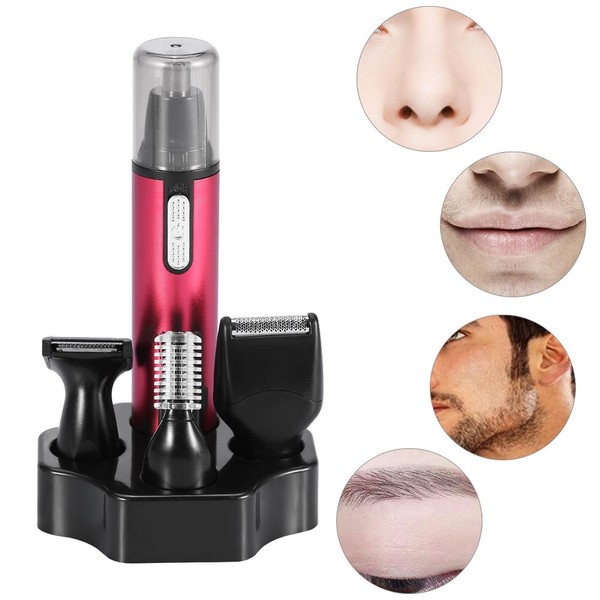 HURRISE 4 in 1 Professional Nose Hair Trimmer, Painless Shaver Trimmer, Eyebrow Trimmer Electric Beard Eyebrow Trimmer Trimmer Clipper Shaver Facial Cleansing Set
