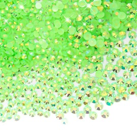 25000Pcs Green AB Rhinestones Flatback Bulk, 3mm/4mm/5mm Non-Hotfix Crystal Round Jelly Rhinestones for Crafts Makeup Nails Face Tumblers Clothes Shoes Handmade Decoration