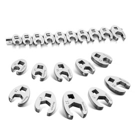 DURATECH 10-Piece 3/8" Drive Crowfoot Wrench Set, Flare Nut Wrench Set, Metric, 10-22mm, with Storage Rail