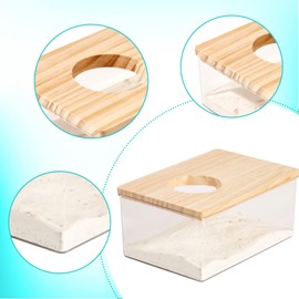 Milageto Pet Hamster Bathroom, Sand Bath Container Toilet, Transparent Acrylic Shower Room, Hamster Bathhouse for Squirrel, Rabbit, Rat, Rectangle S