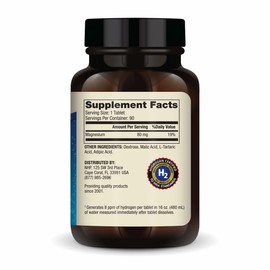 Dr. Mercola H2 Molecular Hydrogen - Supports Healthy Aging, Cellular Energy & Brain Health - with Elemental Magnesium - GMO-Free, Gluten-Free & Soy-Free - 90 Tablets (90 Servings)