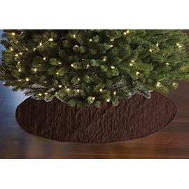 Shiny Crushed Crinkle Taffeta Tree Skirt Christmas Decoration 54" Round Holiday Event Tree Décor (Brown)