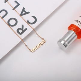 Glimmerst Mama Necklace for Mother 18K Gold Plated Stainless Steel Dainty Mama Letters Choker Necklace Mother's Pendant Necklaces for Women