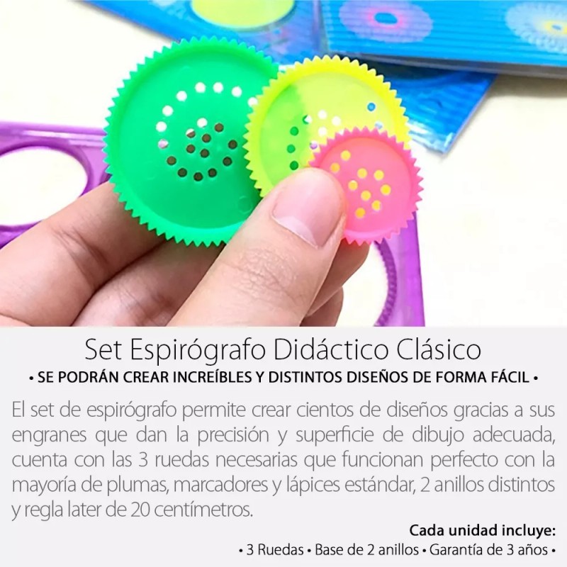 Spirograph Espirógrafo Didáctico Clásico Set Básico / Diseño Espirales