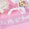 SuPoo 6th Birthday Decorations - Girl's 6th Birthday Sash &