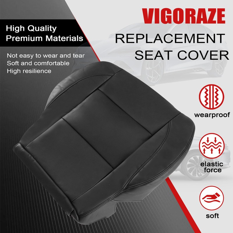 Vigoraze Driver Bottom Leather Replacement Seat Cover Black Compatible with