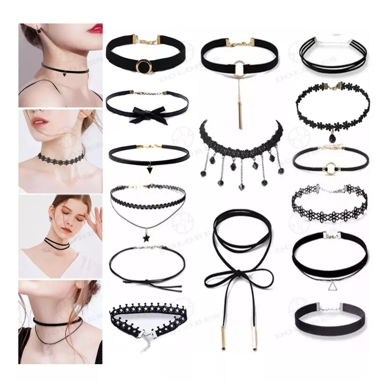 Dolores 15pcs Collar Choker Gargantilla Moda Joyería Mujer Cadenas