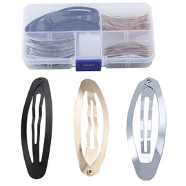 MAHAVIMOKSA 60pcs Oval Shape Barrettes Women Metal Snap Hair Clips for DIY Craft (50mm+60mm, Mixed 3 Colors)