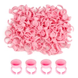 LAMXD 100 PCS Lash Glue Holder, Glue Rings Glue Holder Rings Heart-Shaped Plastic Lash Glue Rings Volume Lashes Quick Blossom Cups for Eyelash Extensions
