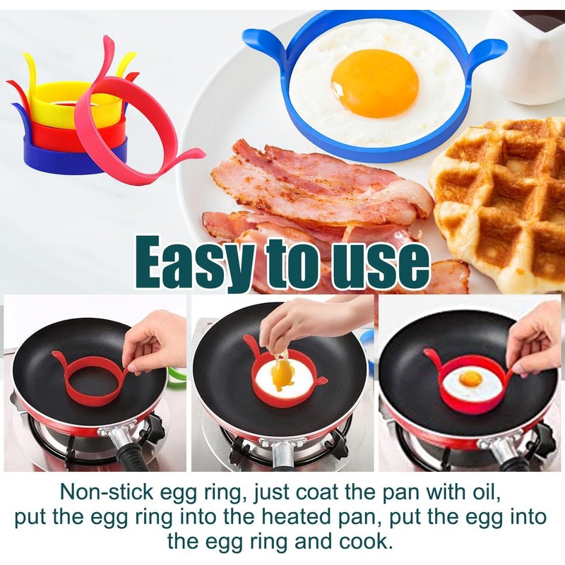 4 Pcs Fried Egg Ring Set – Non-Stick, Heat-Resistant, Ideal