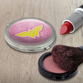 Wonder Woman 80th Logo Pattern Compact Travel Purse Handbag Makeup Mirror