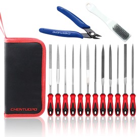 CHENTUOPO Small File Set, Needle Diamond Files 14PCS, 6 Steel Files & 6pcs Jewlers for Precision Metal File Work, Wood, Jewelry, Model, DIY and Nearly All Uses. Free Bonus: Cutter