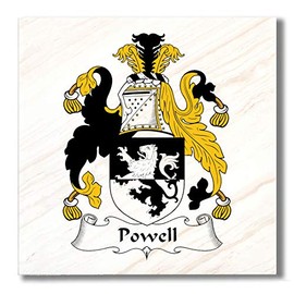 Powell Family Crest/Coat of Arms Ceramic Tile for Coaster, Hot Plate, Trivet or Decorative Accent by Carpe Diem Designs