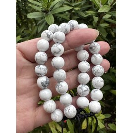 GAF TREASURES Grade A ++ Gemstone Round Bead Adjustable Bracelet 10mm, Genuine Crystal Bead Bracelet, Gift for Men & Women, 7"-11", Stone, white howlite