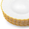 Coloch 50 Pack Gold Plastic Plates, 6 Inch White with
