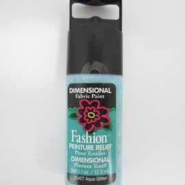 Plaid Fashion Dimensional Fabric Paint in Assorted Colors (1.1-Ounce), Aqua Glitter