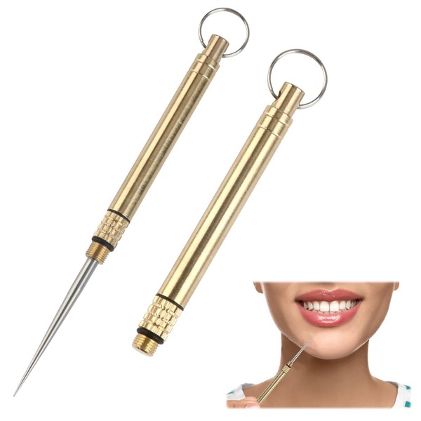 Portable Titanium Toothpicks, Metal Toothpick with Protective Holder Key Ring,