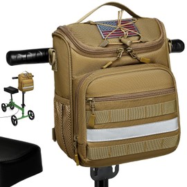 HAMBOLY Knee Walker Handlebar Bag Front Basket with Cooler Pocket Accessory Carrying Pack for Knees Scooter, Brown