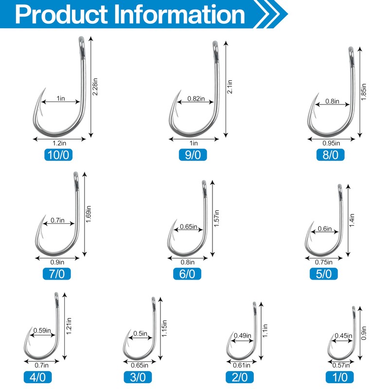 Live Bait Fishing Hooks Saltwater,45pcs Catfish Circle Hooks Stainless Steel