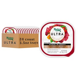 Nutro Ultra Wet Dog Food Grain Free Filets, Adult Dog Food Wet Recipe in Gravy Tender Beef Entree, 3.5 oz. Trays (24 Count, Pack of 1)