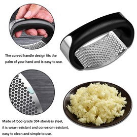 Garlic Press Rocker Set Ginger Crusher Manual Circular Garlic Press with Peeler and Cleaning Brush for Grinding Garlic, Ginger, and Crushed Fruits (Garlic Presses-1)