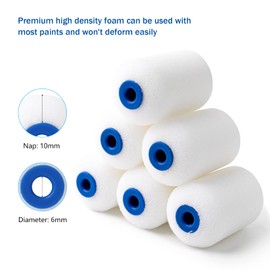 Mister Rui 2 Inch Foam Paint Roller Covers, 12 Pack, Small Paint Roller Refills 2 Inch, Mini Piant Rollers for Trim or Corner, High Density Sponge Roller