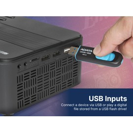 Emerson EVP-2000 150" Home Theater LCD Projector with Bluetooth, HDMI & USB Inputs, Dual Stereo Speakers & Remote Control - Portable Design for Indoor and Outdoor Movie Nights and Presentations