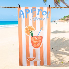 Holy Aperoli Beach Towel - Aperol Gift for Summer - 180 x 90 cm Towel, Sand Free & Quick Drying - Funny Aperol Spritz Design - Beach Towel for Aperol Fans (Orange)