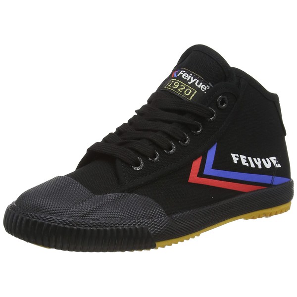 FEIYUE Unisex's Mid-Top Trainers Men's Martial Arts Shoes, Black Blue Red, US-0 / Asia Size s
