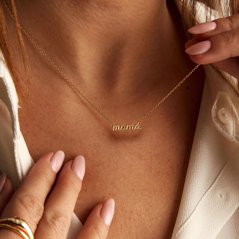 BSGRL Dainty Gold Necklace - 14K Gold Plated Dainty Mama