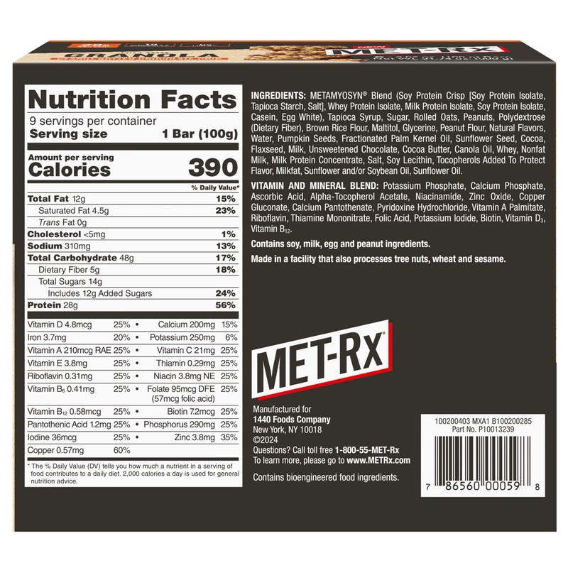 MET-Rx MET-Rx Big 100 Granola Protein Bar, Meal Replacement Bar,