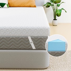 3 Inches Queen Mattress Topper, 7-Zone Egg Crate Foam Mattress Topper Queen Size for Back Pain, Lavender Cooling Gel Infused Mattress Pad for Comfort Sleeep