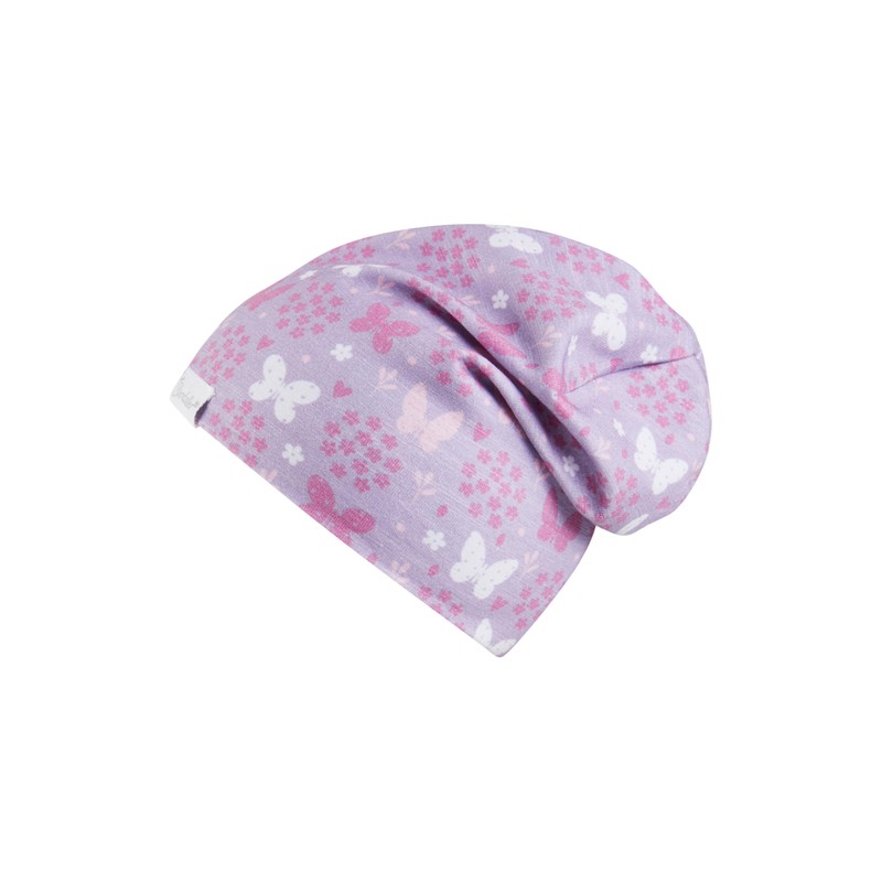 Sterntaler Girls Printed Floral Beanie Hat, lilac