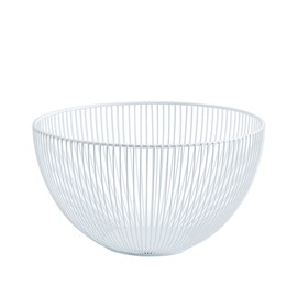NORHOR Metal Fruit Basket, Iron Wire Fruit Basket, Fruit Bowls, Fruit and Vegetable Storage Basket with Wave Shape Design for Kitchen- Decorative Countertop Centerpiece (White straight)