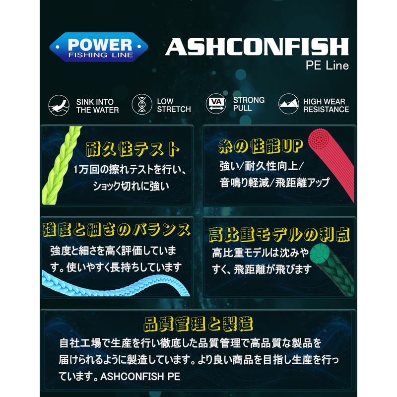 Ashconfish PE Line, Non-Fading, PE 150M, Red (0.4, 0.6, 0.8,